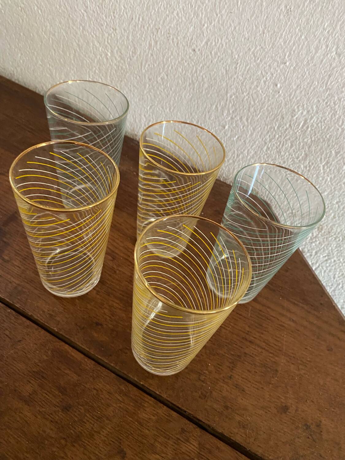 5 verres à orangeade des annees 70.