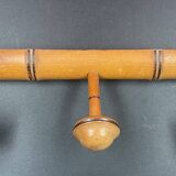 Old turned wooden coat rack 1930s bamboo style - 3 hooks