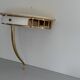 Floating wall console with drawer, brass body and marble top, 1960s, Italy