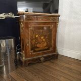 Support furniture in precious wood marquetry, richly decorated with floral marquetry.