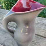 Pichet vase in earthenware of Blois Glazed Color Gray and Bordeaux
