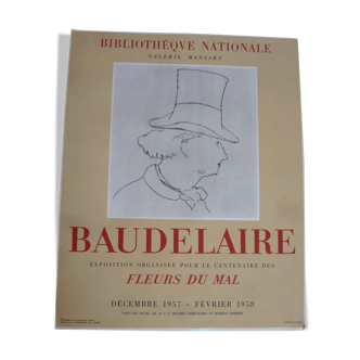 Affiche exposition galerie Mansart - Baudelaire vu par Edouard Manet - Mourlot 1957