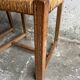 Set of 6 sculpted oak chairs with straw seats – 1950s