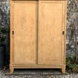 Parisian art deco wardrobe sliding doors solid raw oak