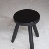 Tabouret de "berger" massive pine France 1960