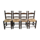 Set of 4 chairs in solid oak and straw