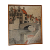 Oil on canvas, eastern village