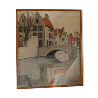 Oil on canvas, eastern village