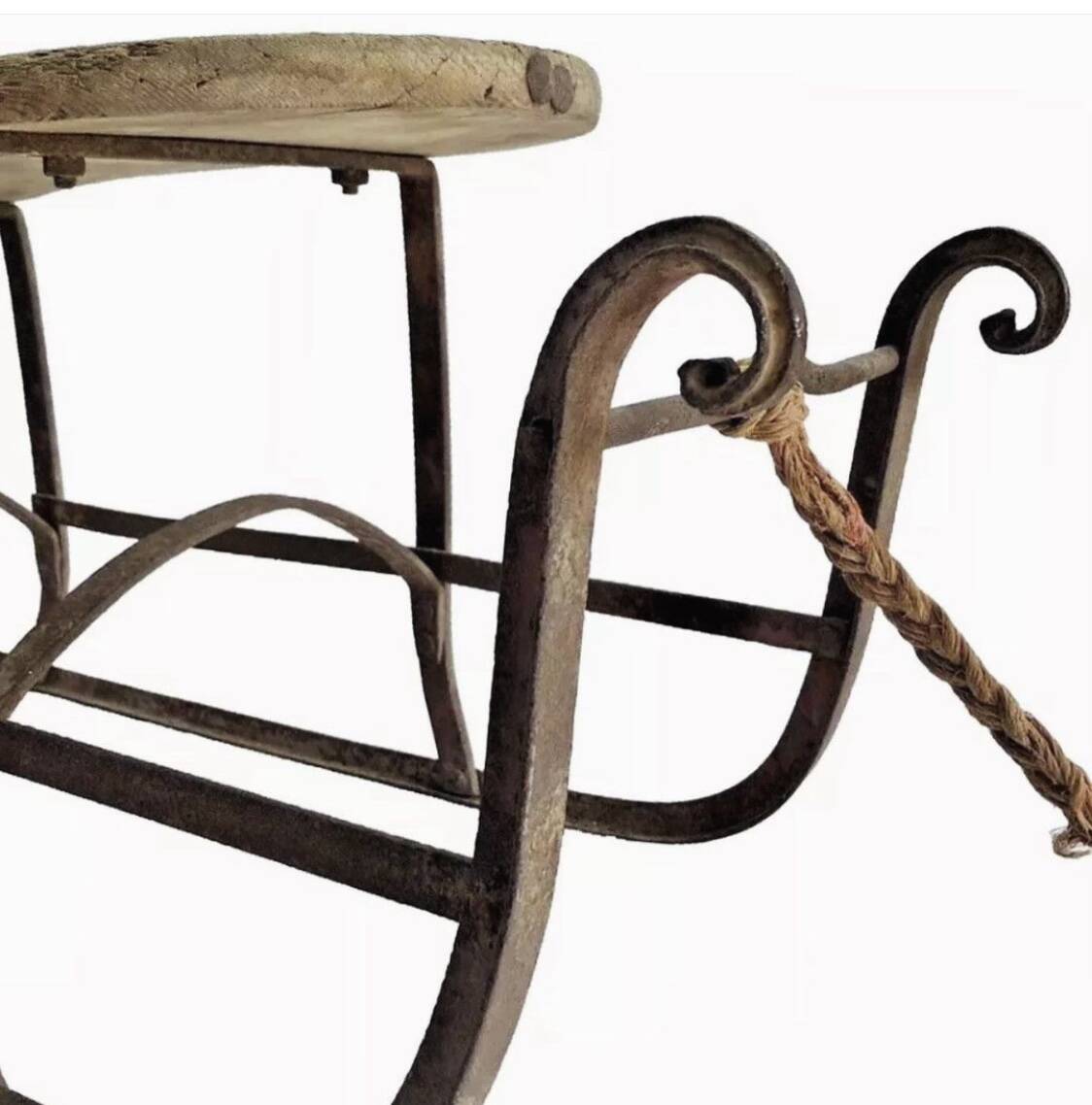 Old Alsatian wrought iron wood sled sled 19th century