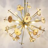 Brass and agate stone sputnik chandelier 1980s