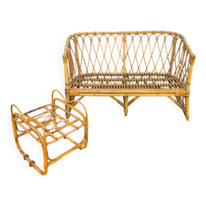 Canapé et table d'appoint - rotin