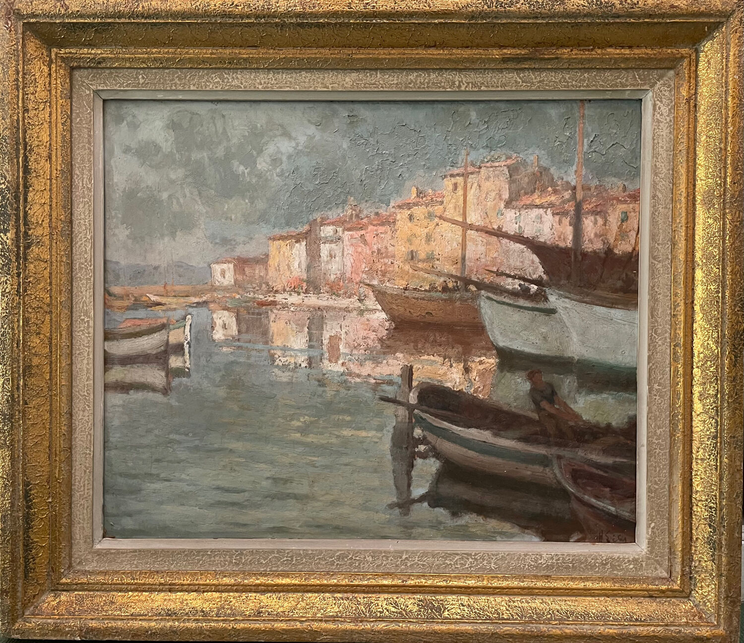 Painting Port of Saint Tropez 1939 Hippolyte Lety