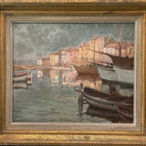Tableau Port de Saint Tropez 1939 Hippolyte Lety