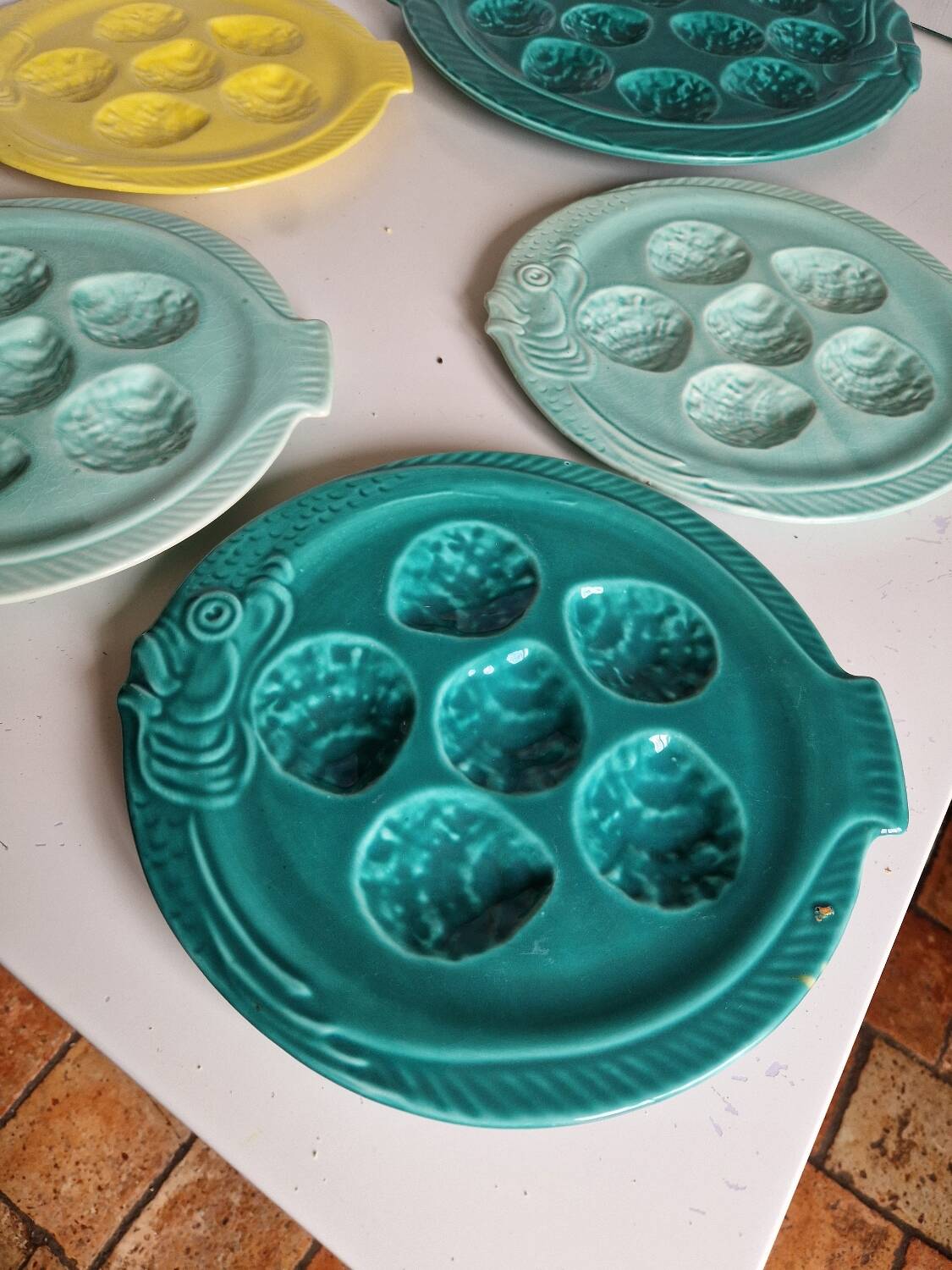 Lot de 4 assiettes plus un plat de fruits de mer Niderviller