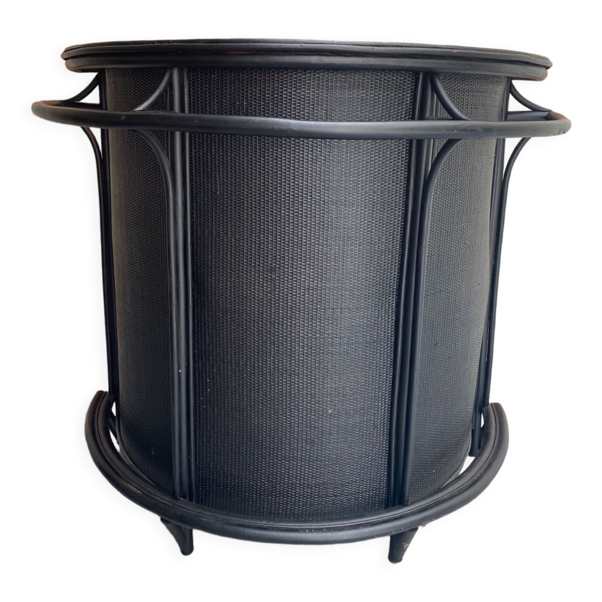 Vintage black rattan bar