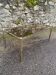 Table basse vintage 1970 rectangulaire doree verre fume marron