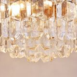 Large ceiling chandelier in gilded brass and glass Palazzo J.T. Kalmar, 1950s