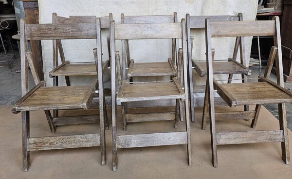 Lot de 6 chaises de cinéma pliante en teck