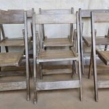 Set of 6 folding teak cinema chairs