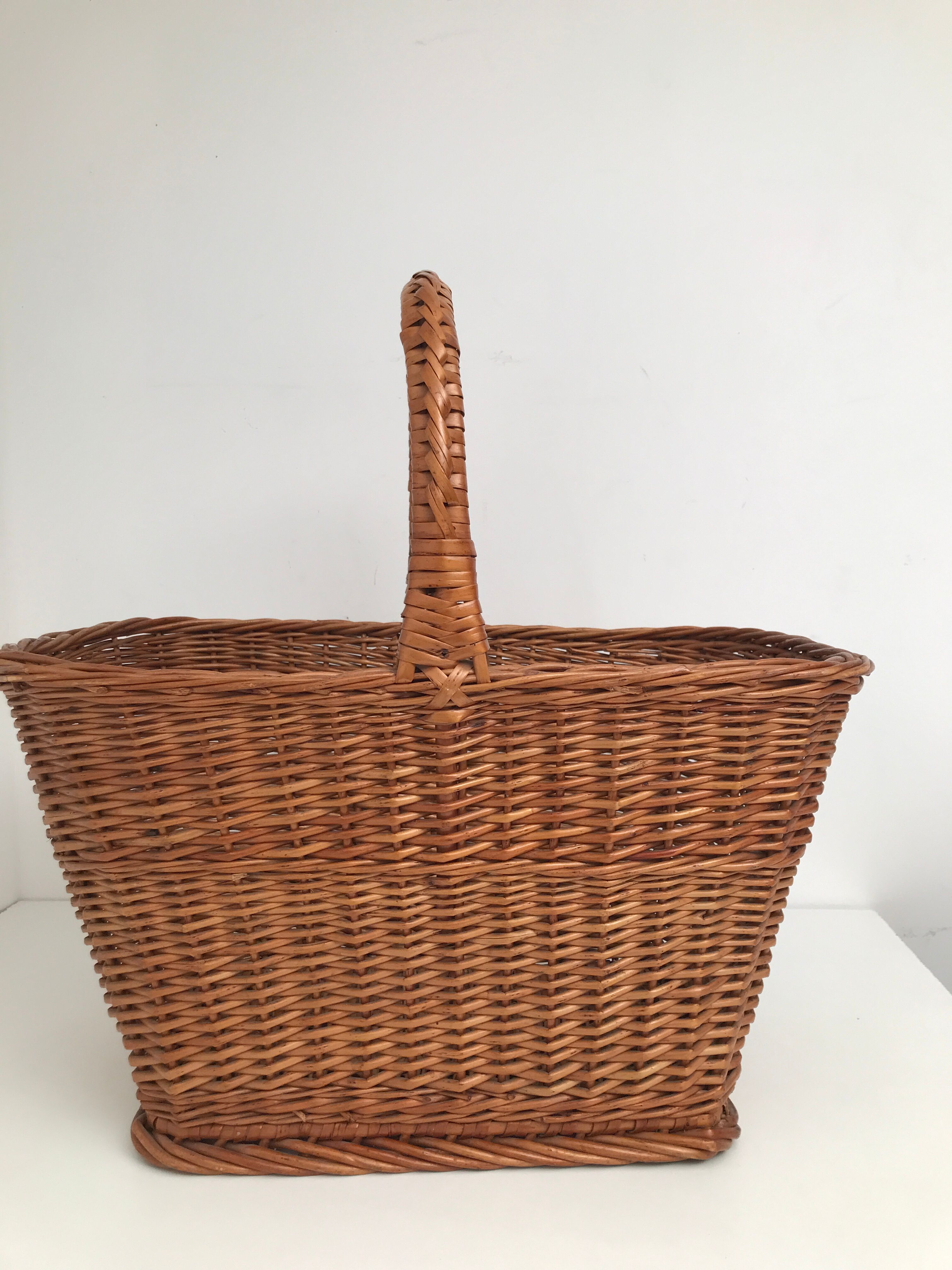 Vintage rattan wicker market basket