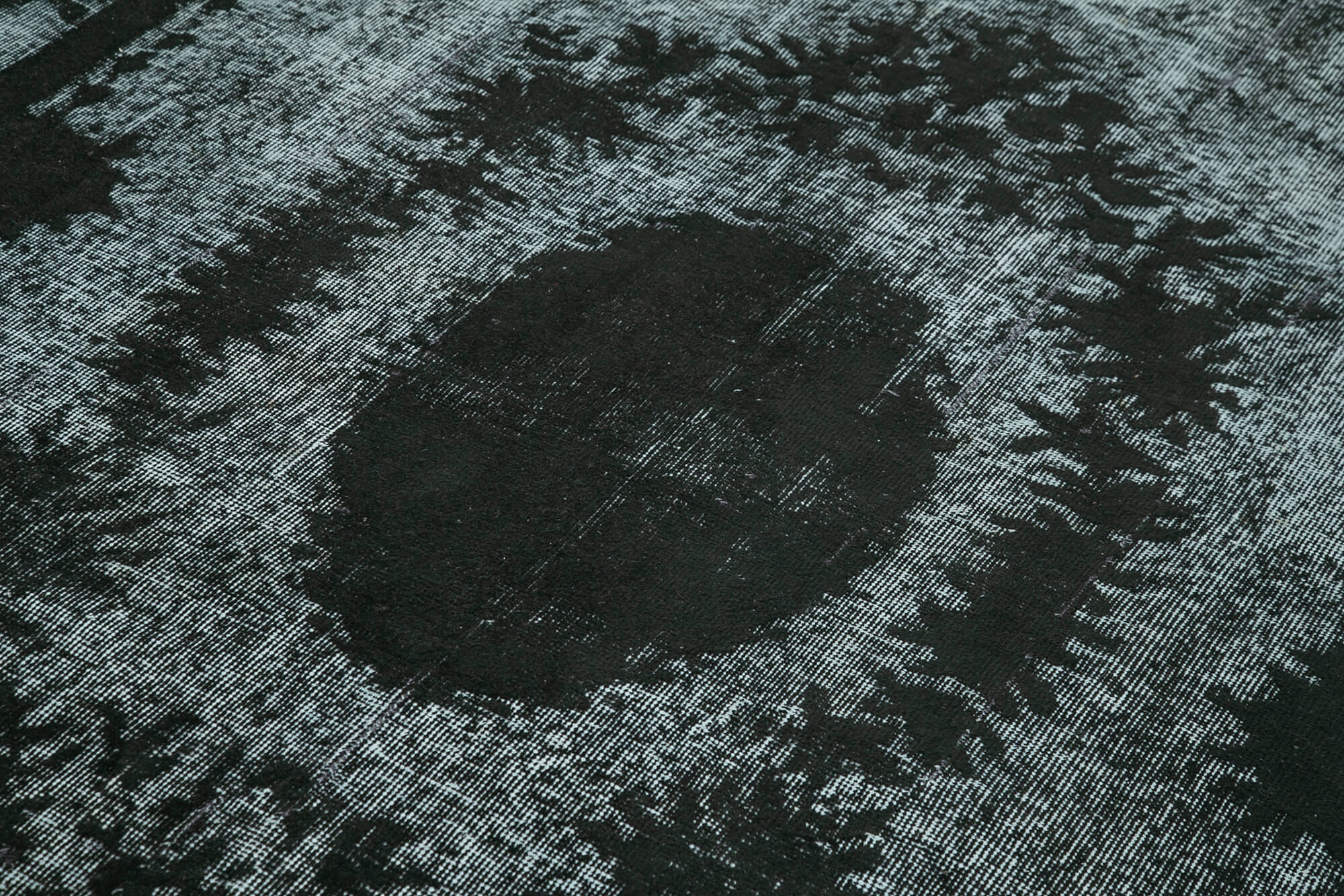 Handmade distressed oriental 1970s 196 cm x 303 cm black carpet