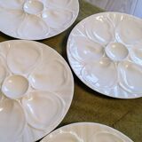 Set of 6 white porcelain oyster plates from Pillivuyt