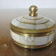 Round box in white mother-of-pearl and brass 60s 70s