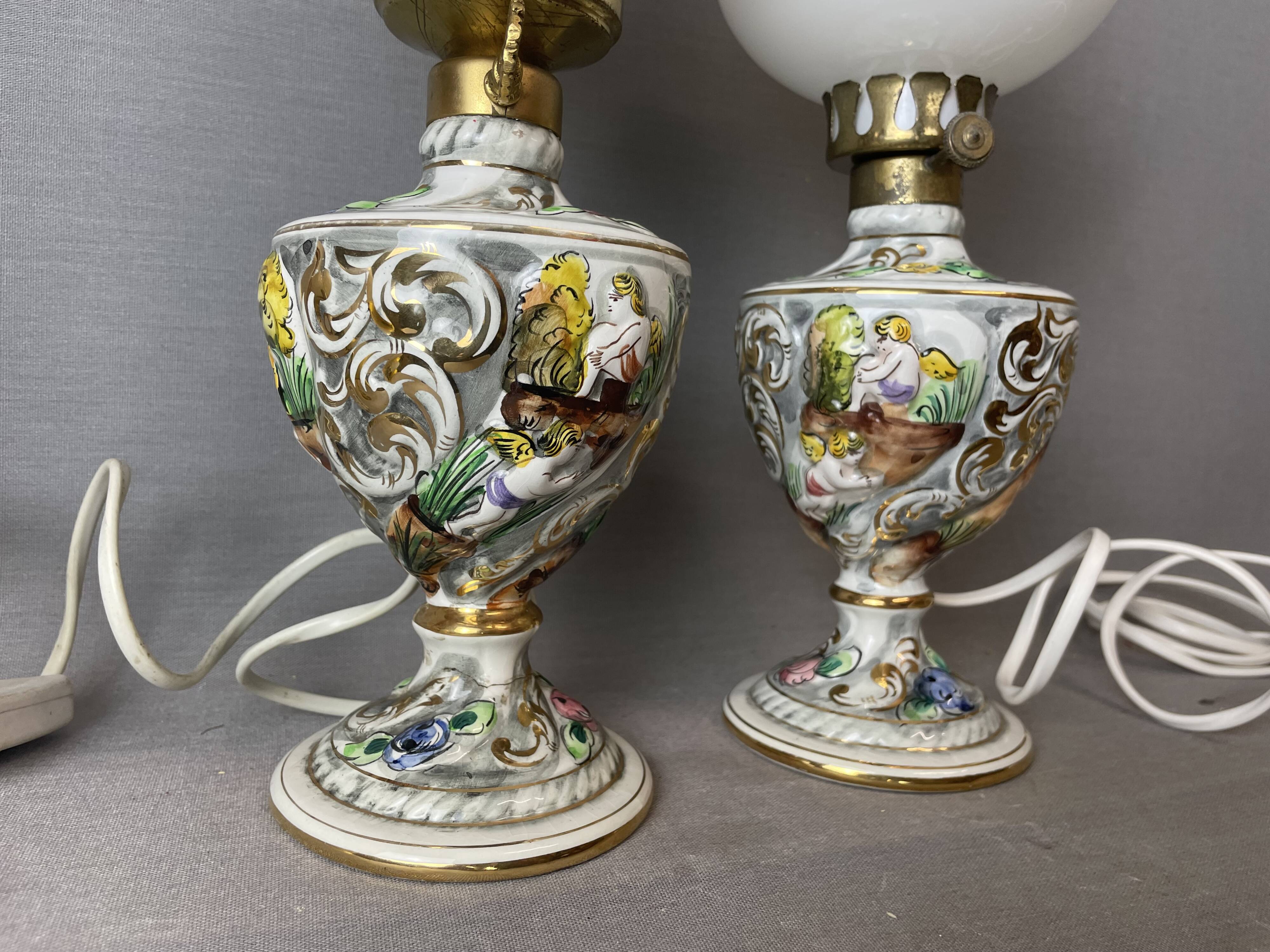 Pair Portuguese porcelain table lamps limited numbered by Alconaca