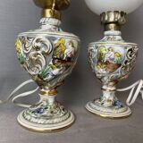 Paire de lampes de table en porcelaine portugaise limitée et numérotée par Alconaca