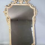 Ancien miroir bois sculpté cérusé décor colombes style Louis XVI Shabby 85x53 cm B572