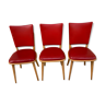 3 chaises en Skaï rouge