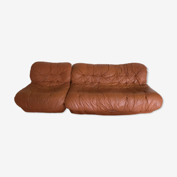 Vintage leather sofa and armchair