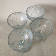 4 molded glass ice cream cups