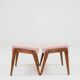 Vintage pink boucle tabouret modern design set of 2