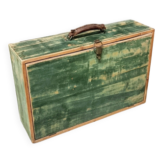 Vintage wooden trunk suitcase green