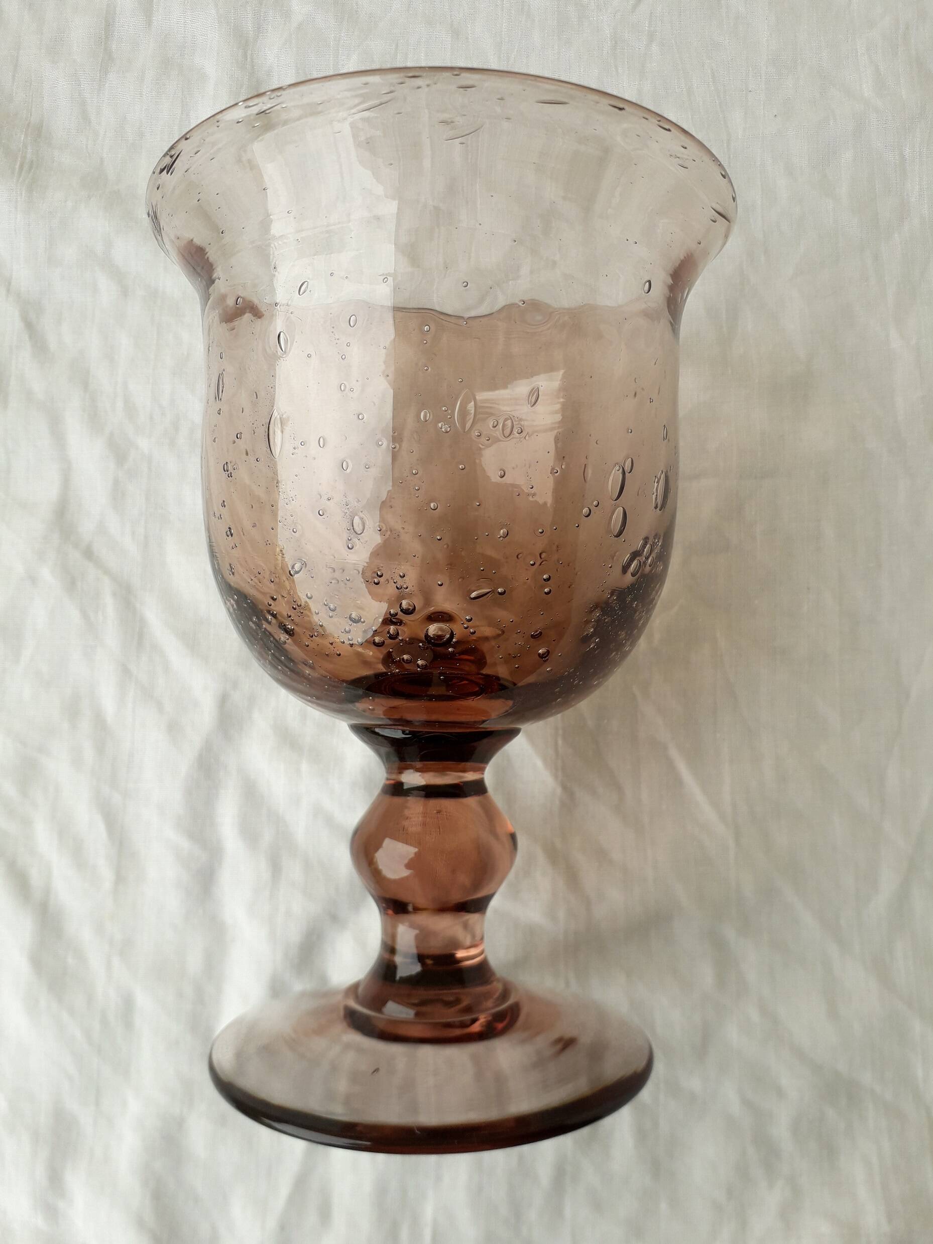 Stemmed glass in bubbled glass