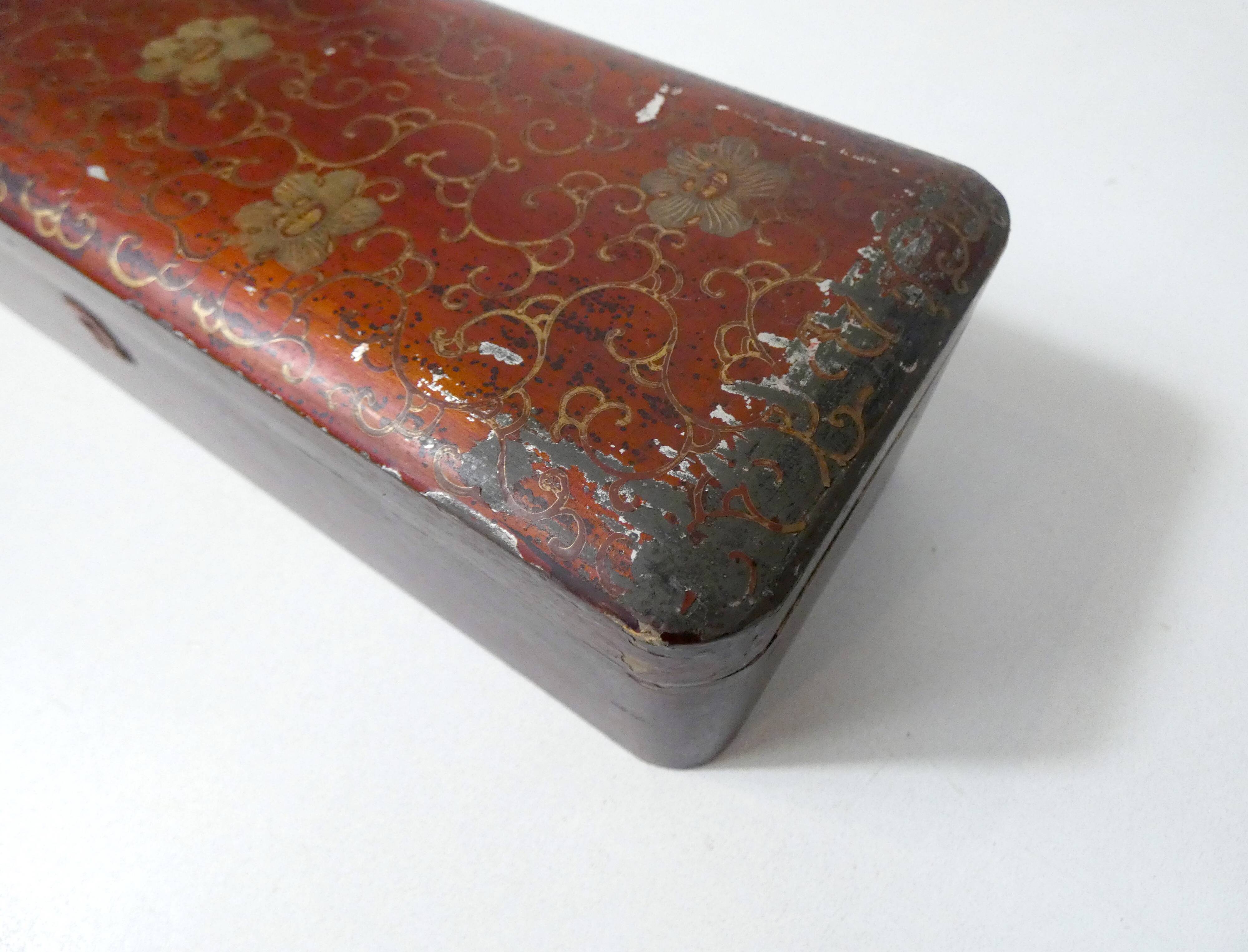 Antique orientalist art nouveau lacquered wooden box
