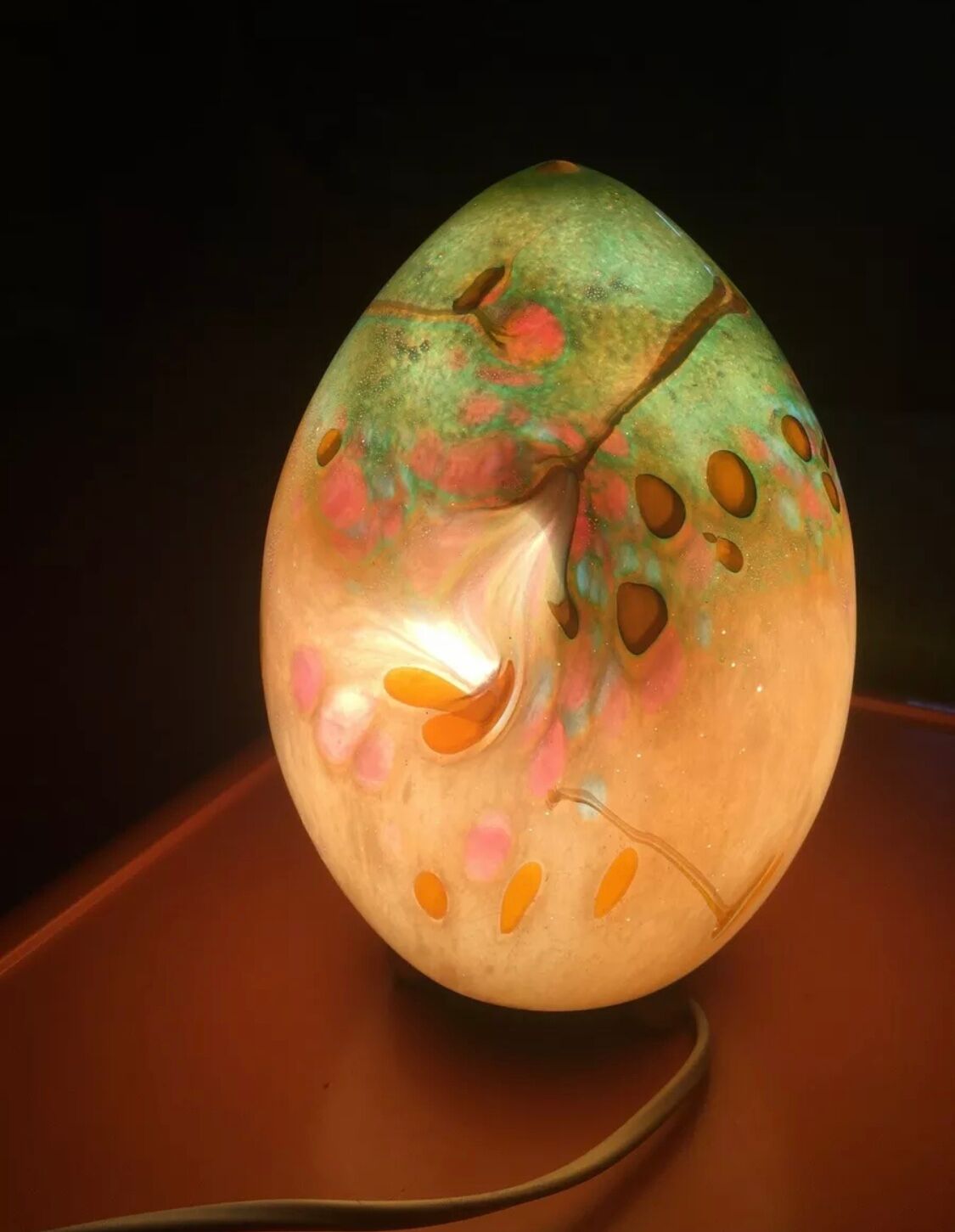Egg Lamp Artisanal To Pose Blown Glass Glassware Art Silky Essonne