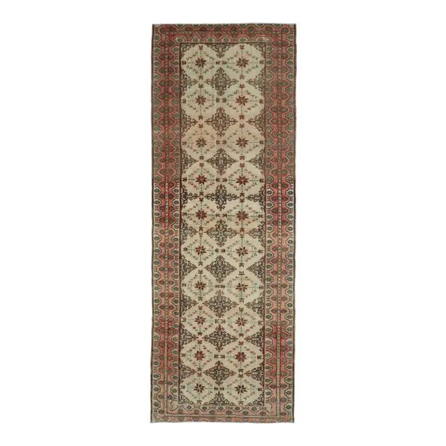 Vintage Turkish hand-knotted runner 118x330