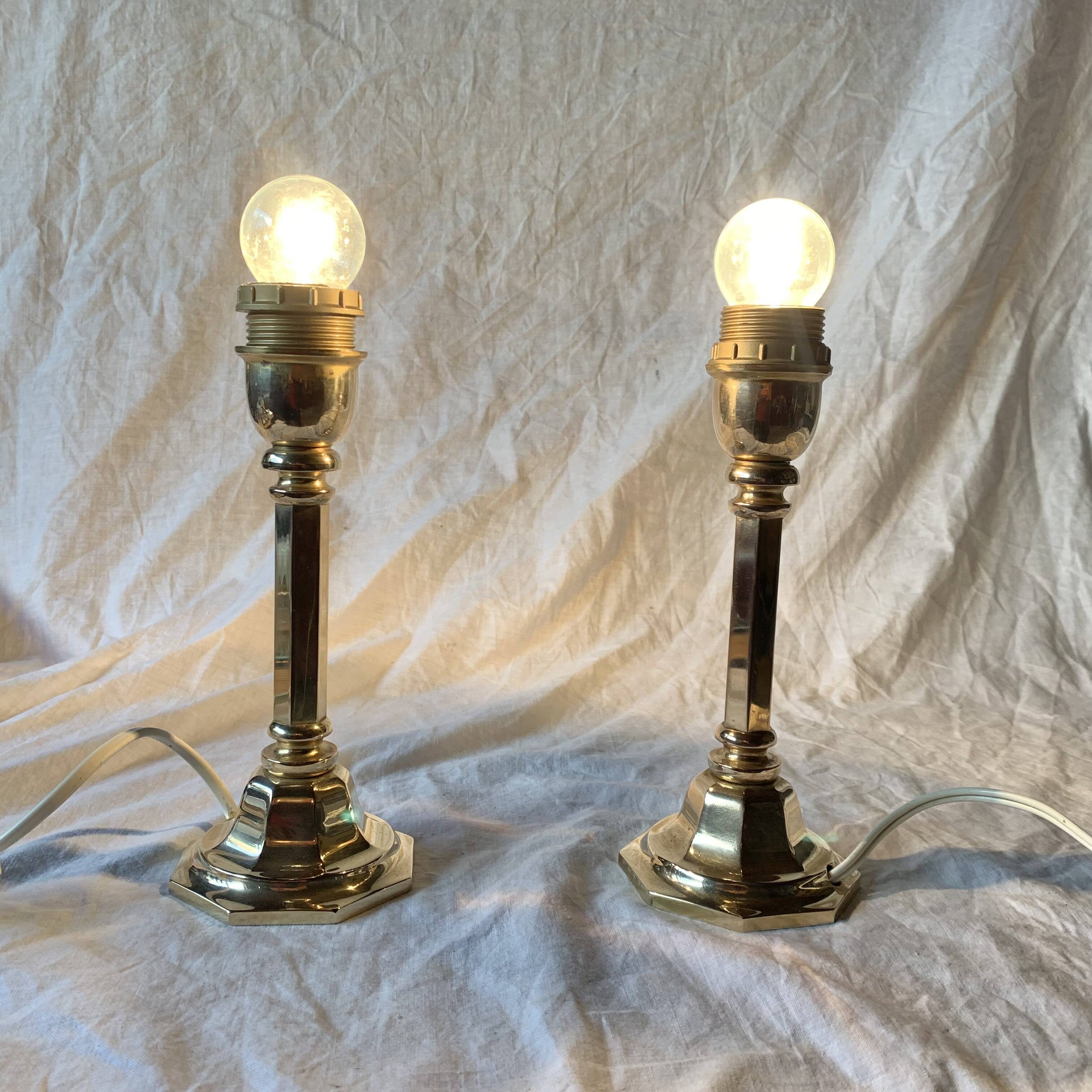 Pair of vintage brass lamp bases