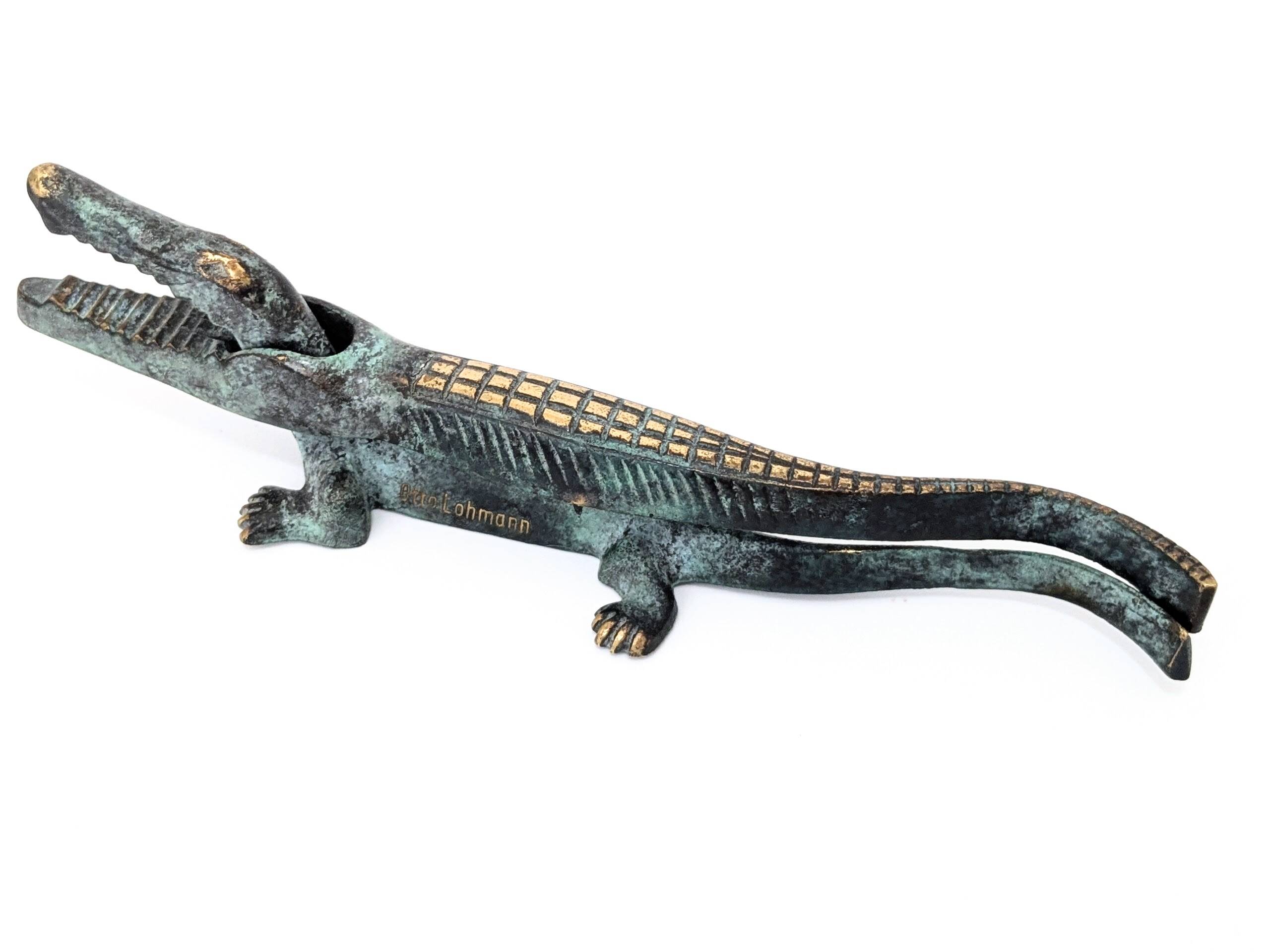 Vintage Brass Crocodile Nutcracker
