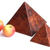 Two wooden pyramids with elm magnifying glass, 70s