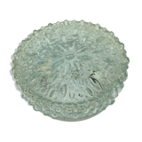 Round ceiling lamp in molded glass with relief