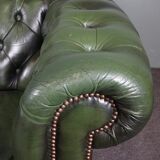 Chesterfield sofa in green cowhide leather