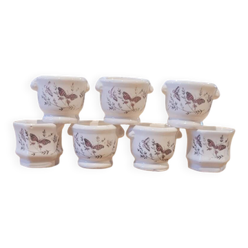 7 coquetiers en porcelaine