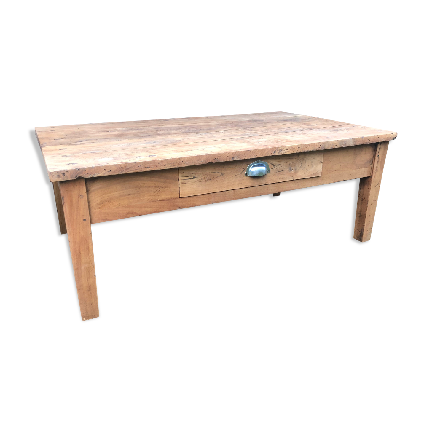 Raw wood farm table coffee table