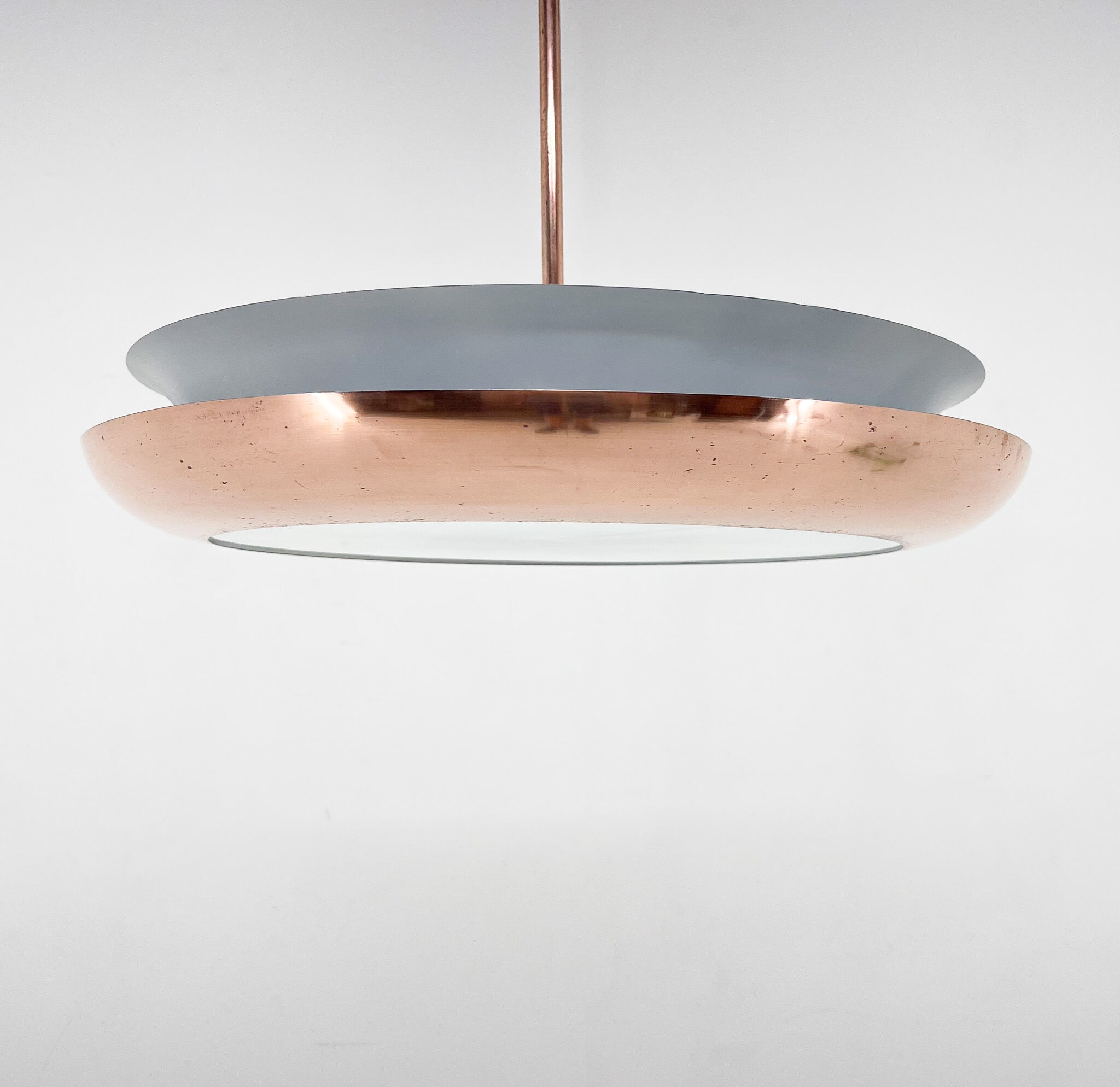 Bauhaus / Functionalist Copper Chandelier Ufo, 1930s, Restored