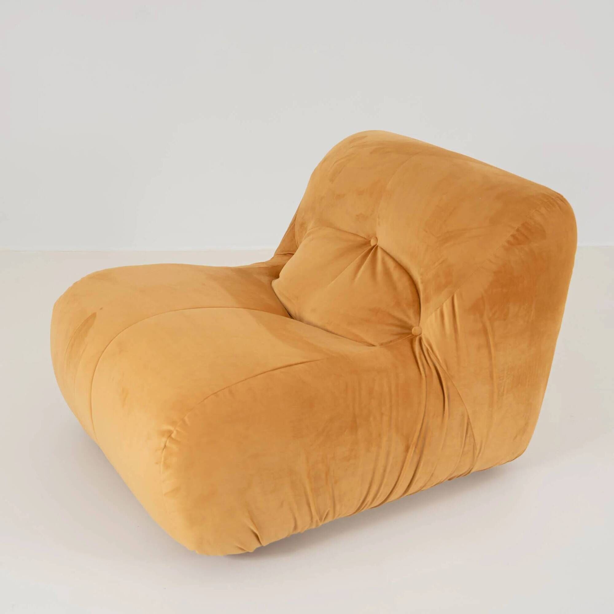 LOUNGE CHAIR NEWLY REUPHOLSTERED IN VELVETY FABRIC