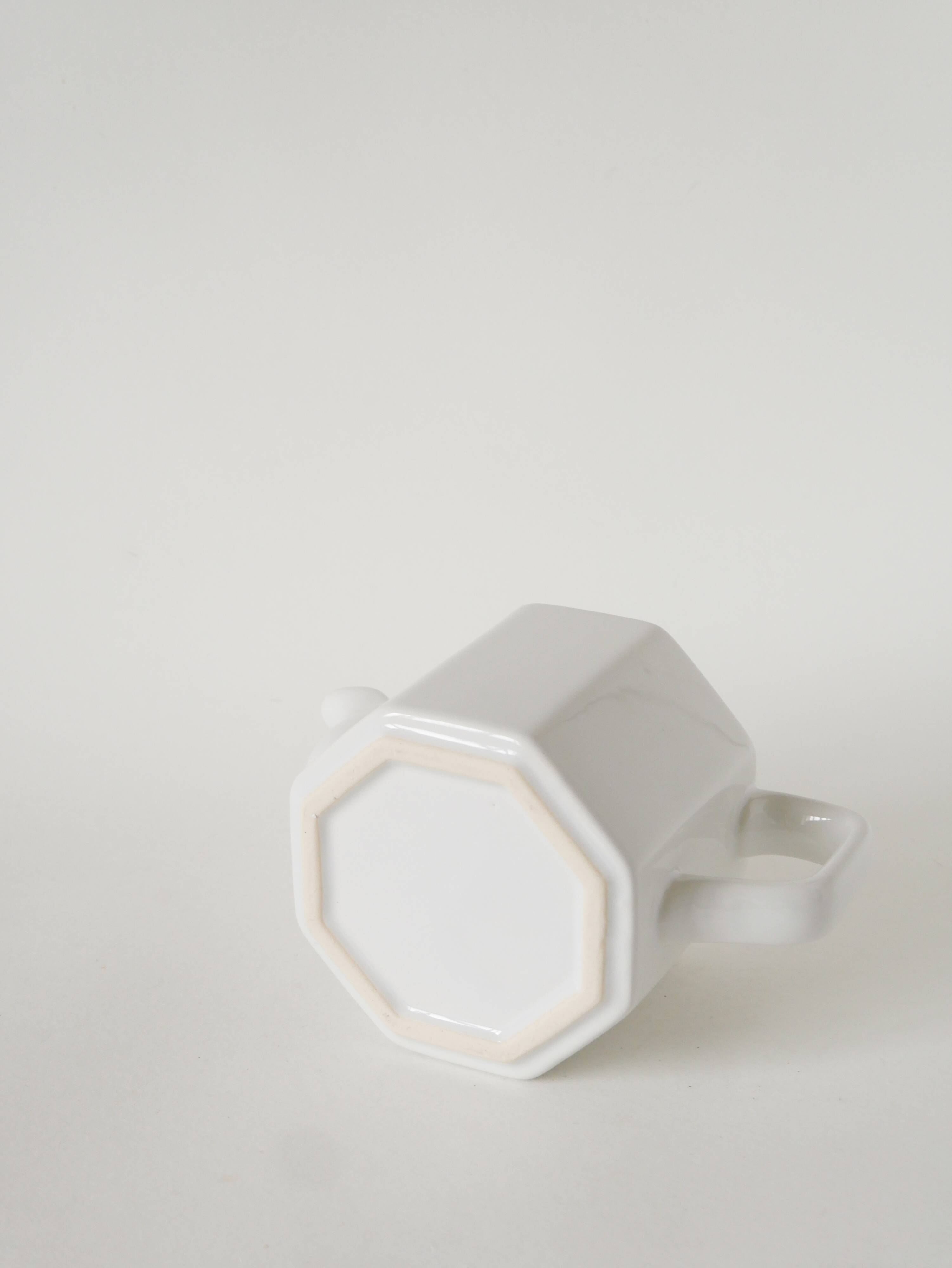 Large faceted ceramic teapot, White, 1950