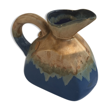 Pichet art déco Alpho céramique émaillé bleu beige cuisine vintage
